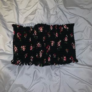 Black flower sleeveless bikini top